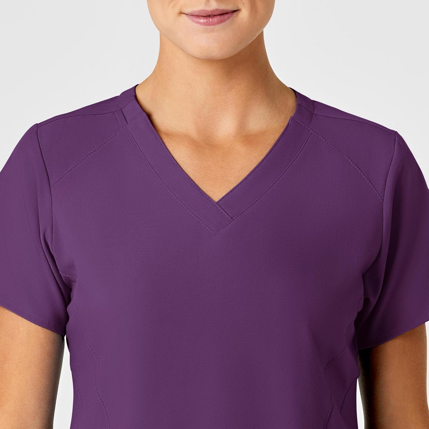 image:imageWomens Flex Back Stylized VNeck TopEggplant