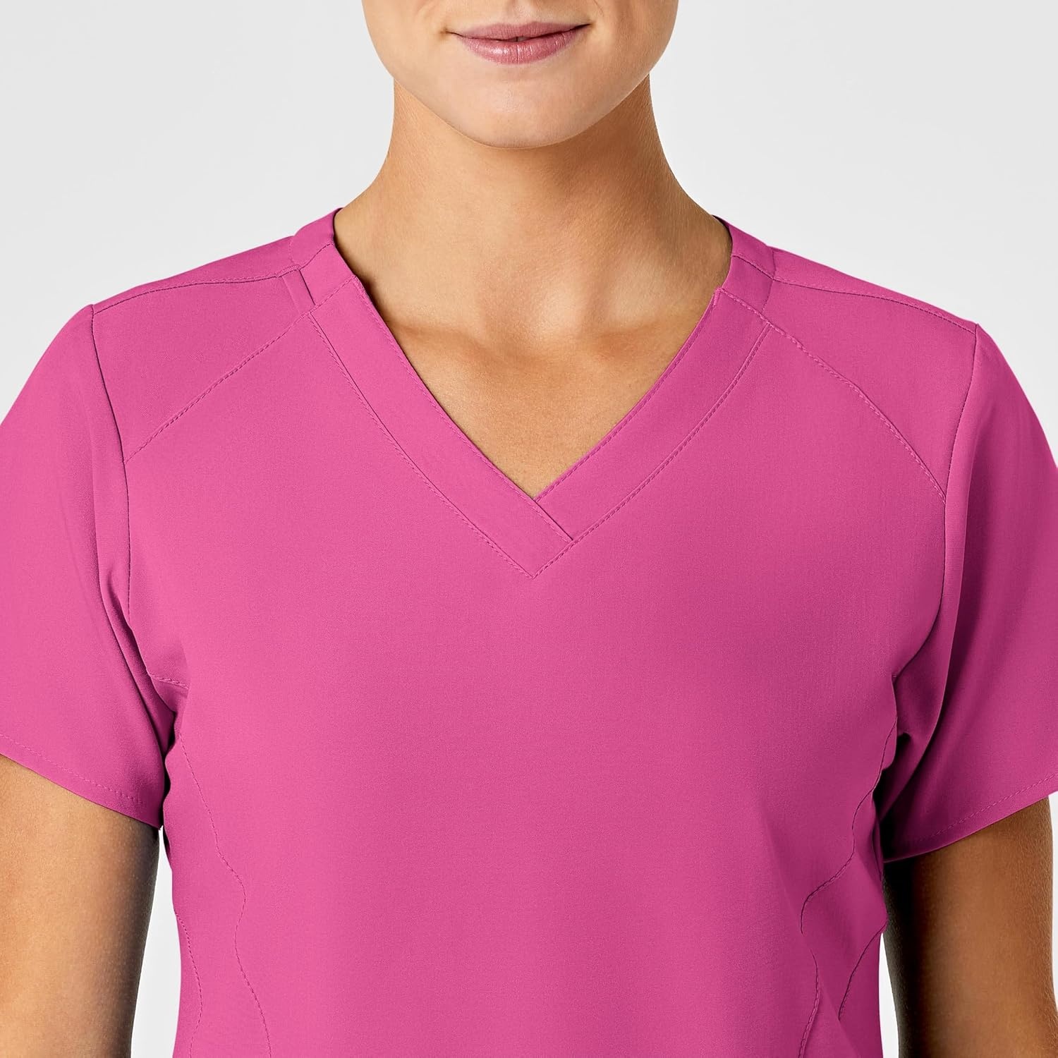 image:imageWomens Flex Back Stylized VNeck TopHot Pink