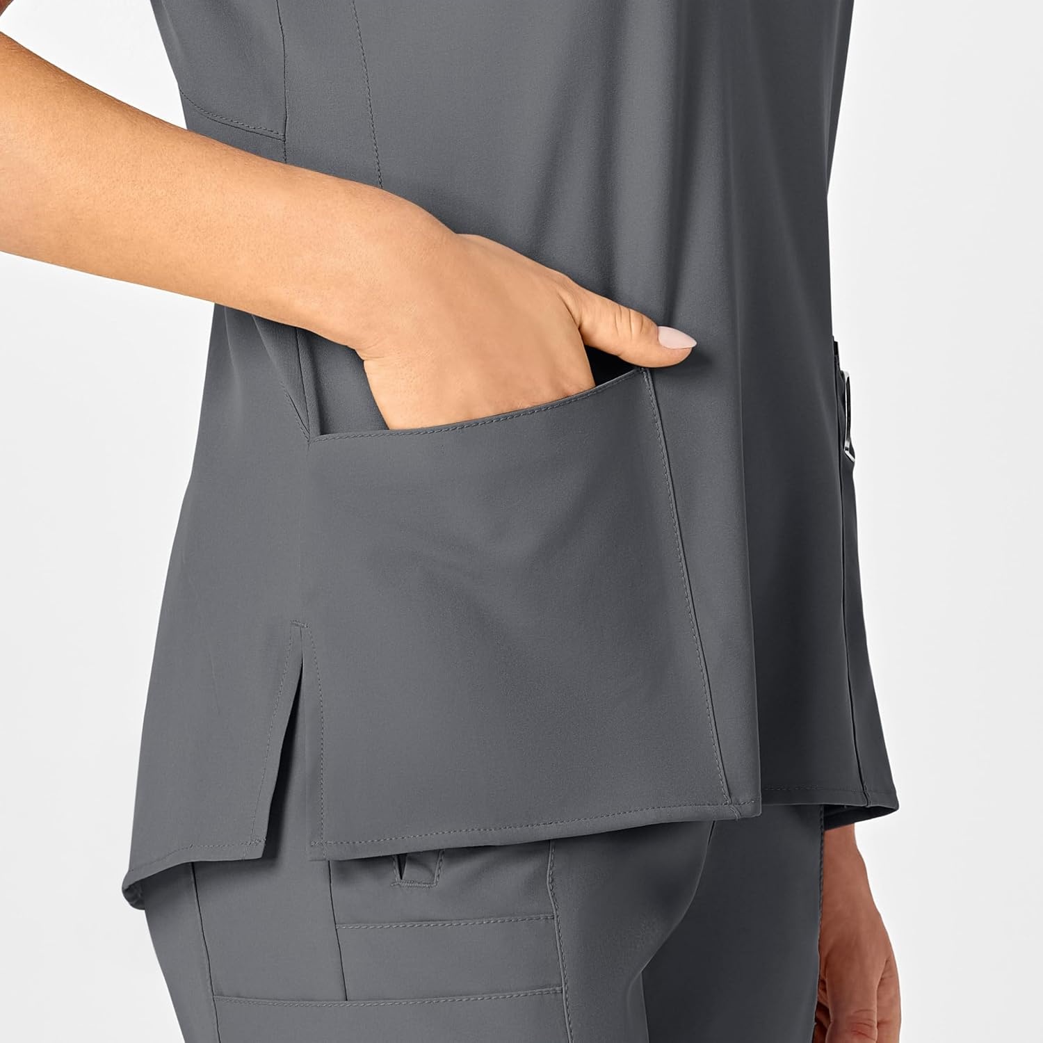 image:imageWomens Flex Back Stylized VNeck TopPewter