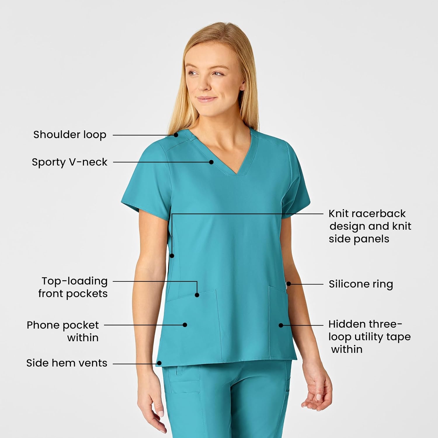 image:imageWomens Flex Back Stylized VNeck TopTeal Blue
