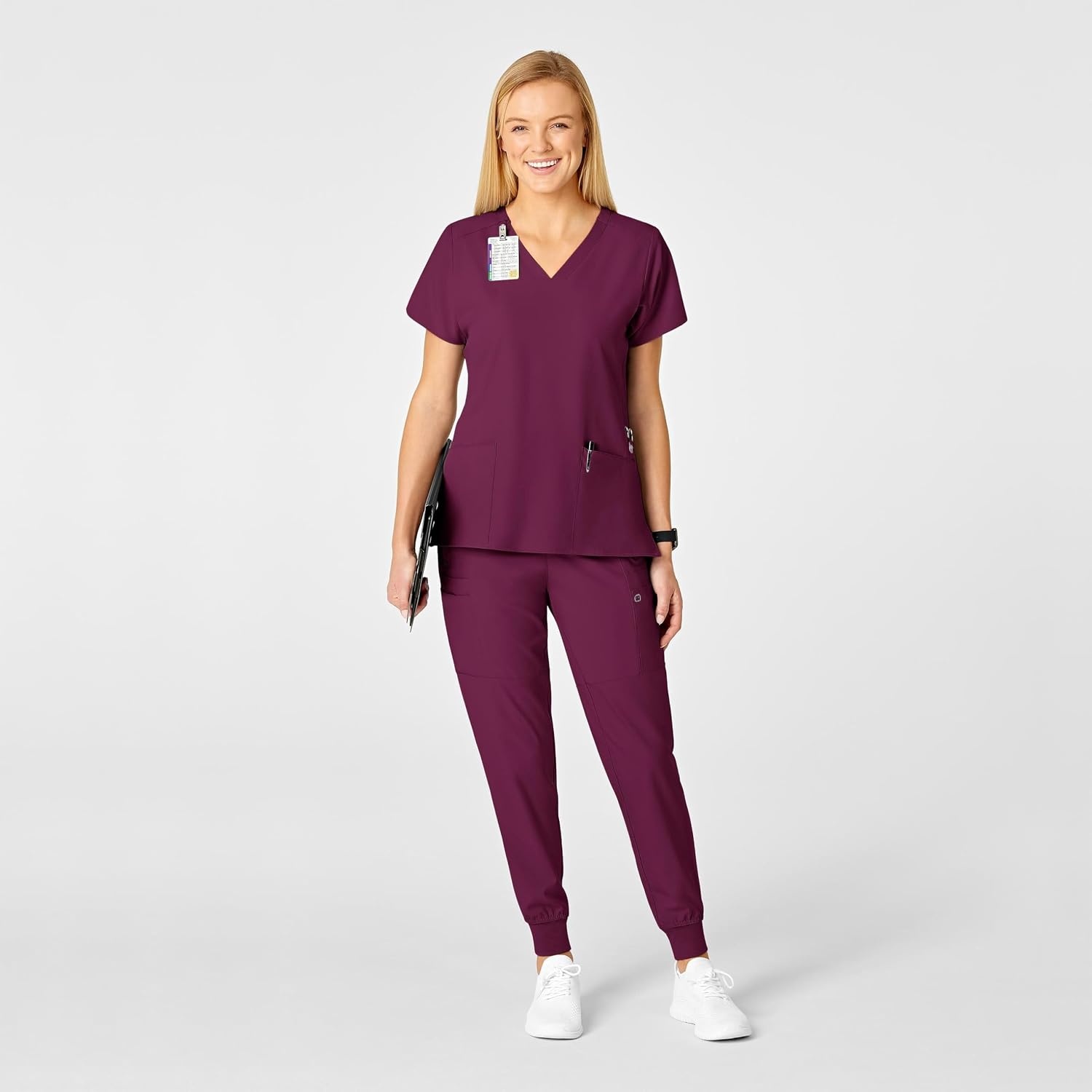 image:imageWomens Flex Back Stylized VNeck TopWine