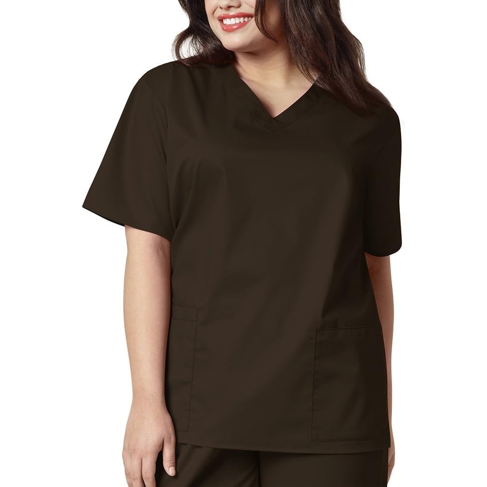 image:imageWonderWORK Wink Scrubs for Women Vneck Scrub TopsChocolate