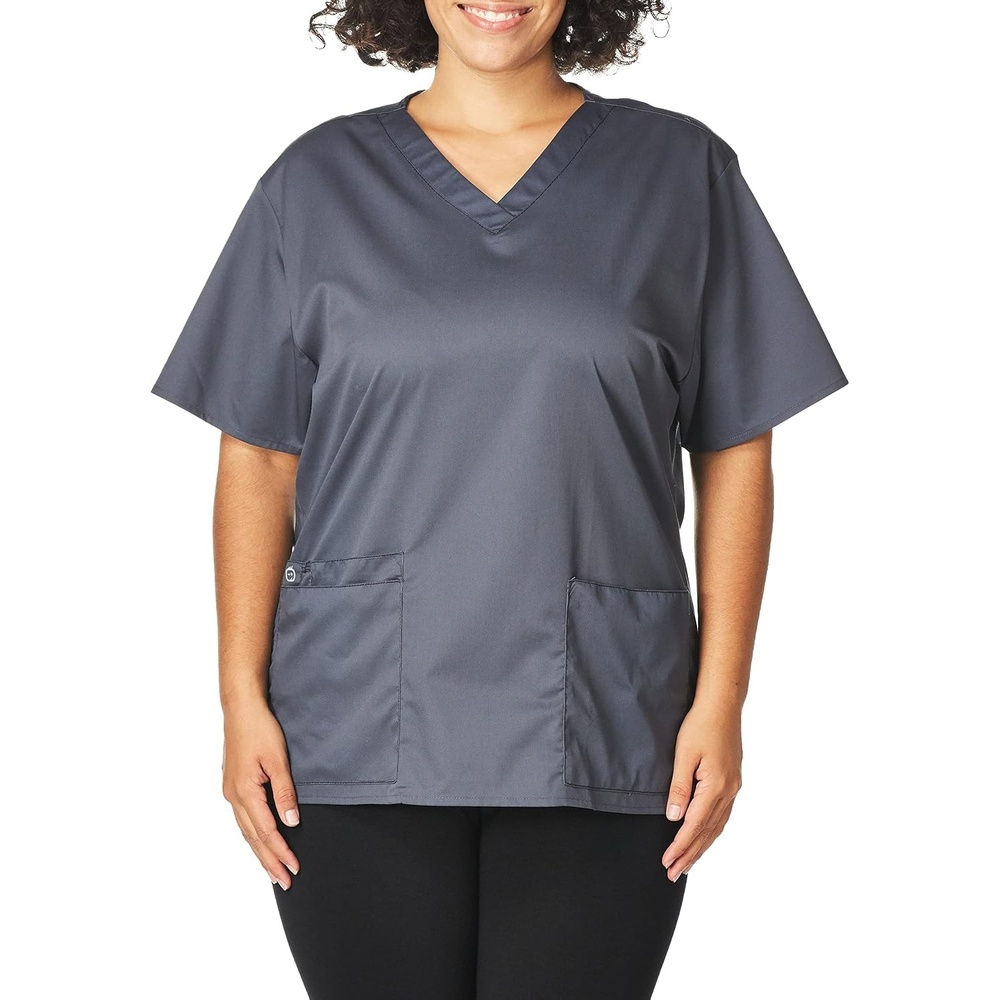 image:imageWonderWORK Wink Scrubs for Women Vneck Scrub TopsPewter