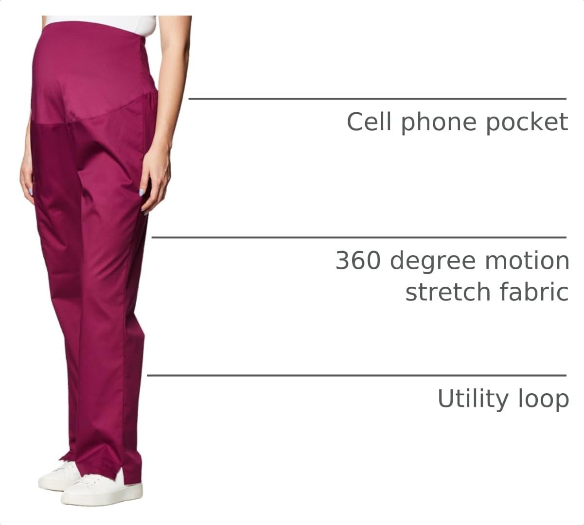 image:imageWink WonderWORK Maternity Cargo Scrub PantWine