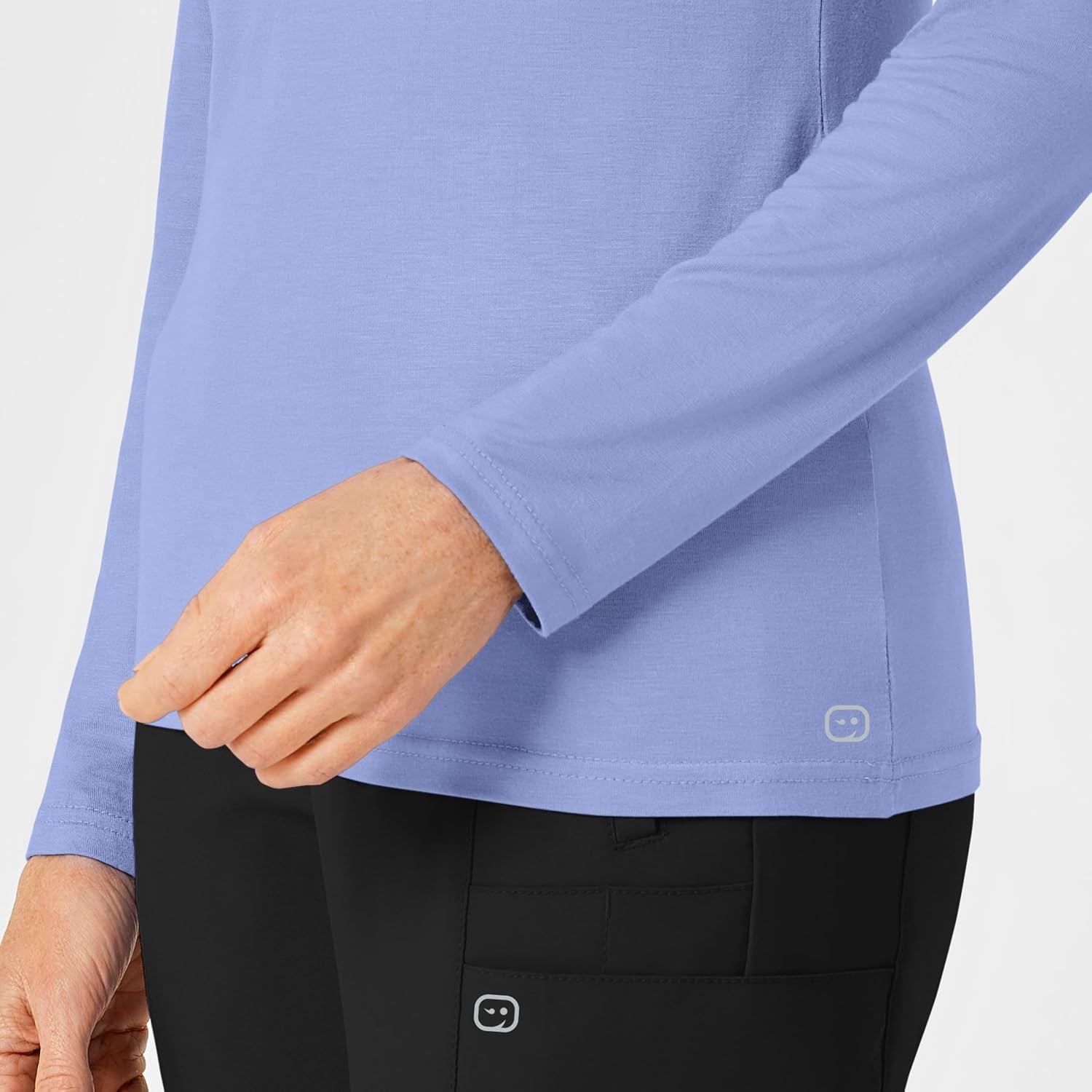 image:imageWINK Layers Womens Long Sleeve Silky TeeCeil Blue