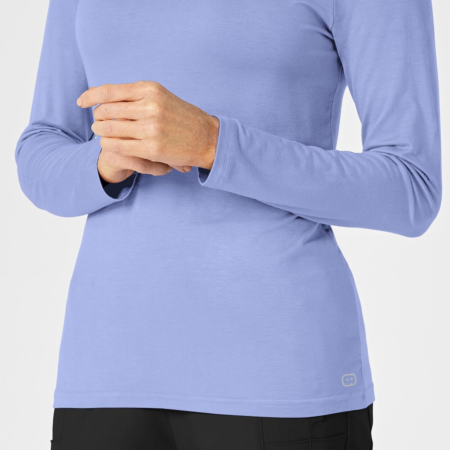 image:imageWINK Layers Womens Long Sleeve Silky TeeCeil Blue