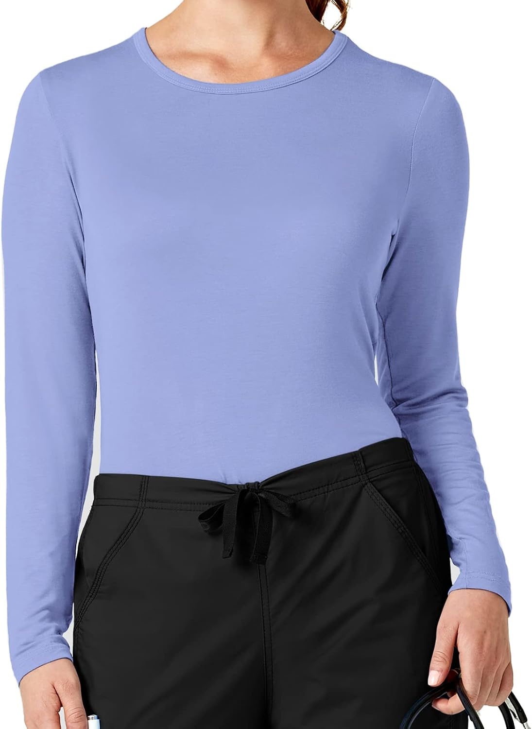 image:imageWINK Layers Womens Long Sleeve Silky TeeCeil Blue