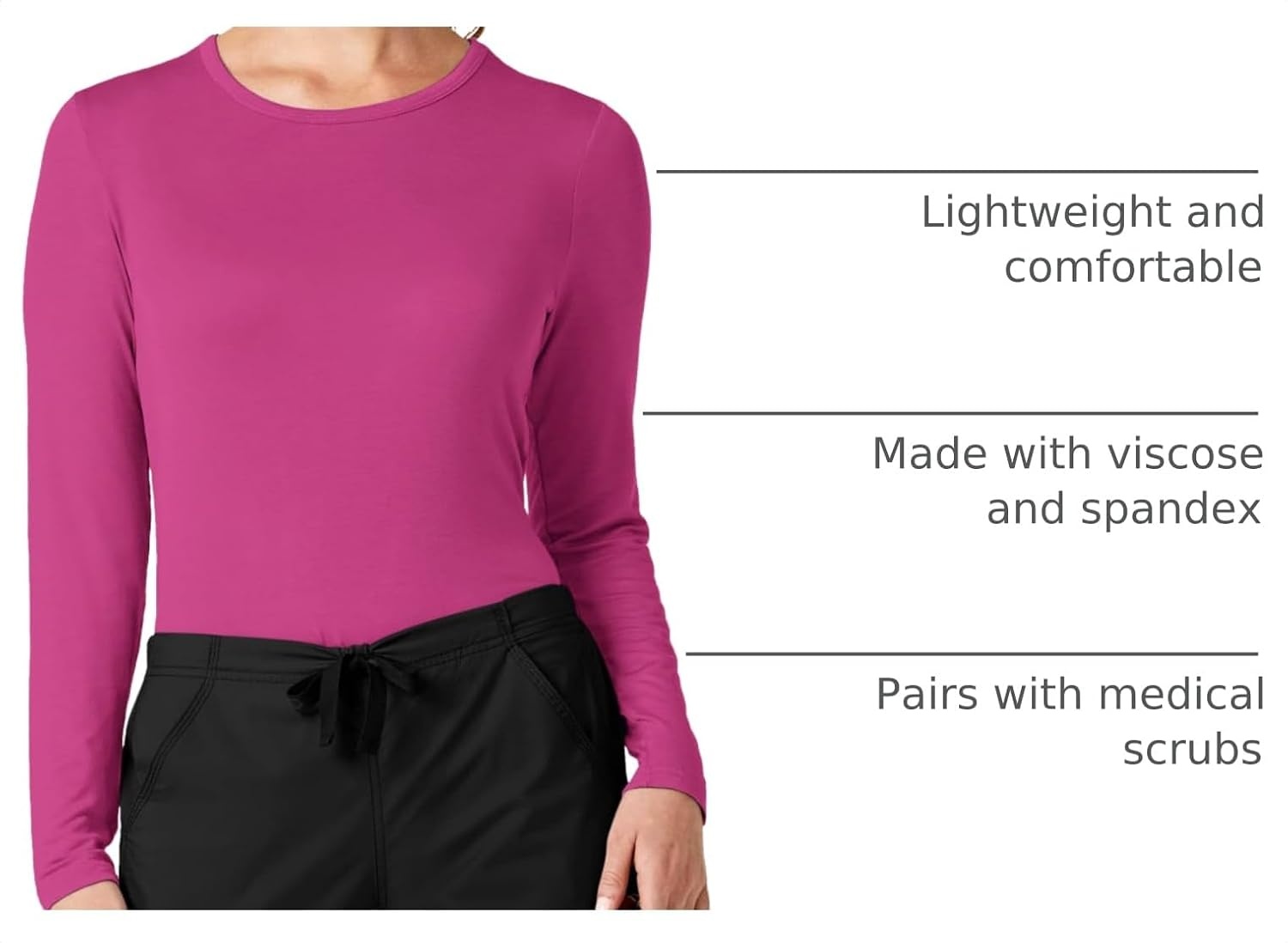 image:imageWINK Layers Womens Long Sleeve Silky TeeHot Pink