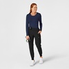 WINK Layers Women’s Long Sleeve Silky Tee(Navy)