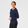 WINK Layers Women’s Long Sleeve Silky Tee(Navy)