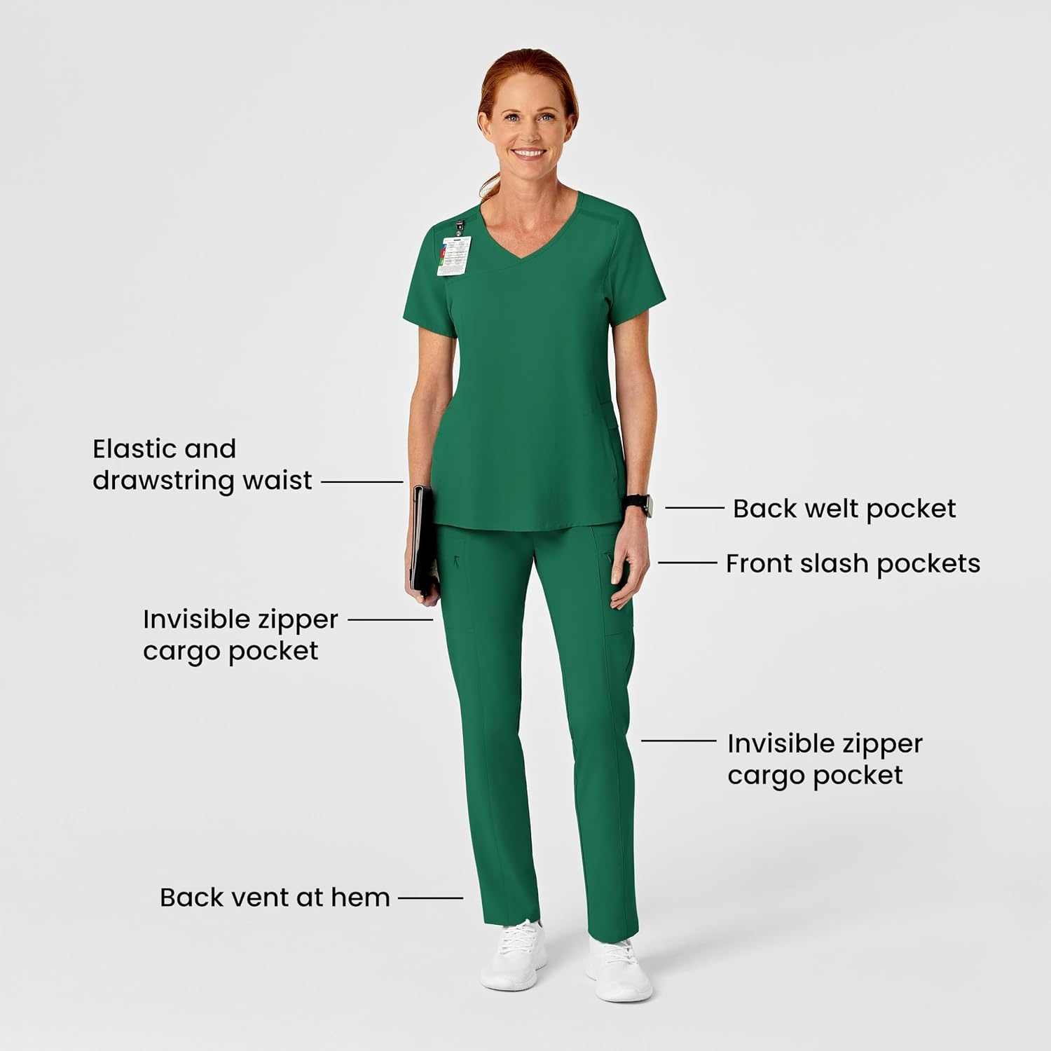 image:imageWINK Renew Womens High Waist Slim Leg Scrub PantHunter